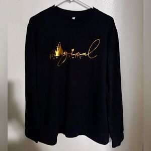 NO BRAND Walt Disney World 'Magical' Lightweight Fleece Crewneck Black Wms Sz XL